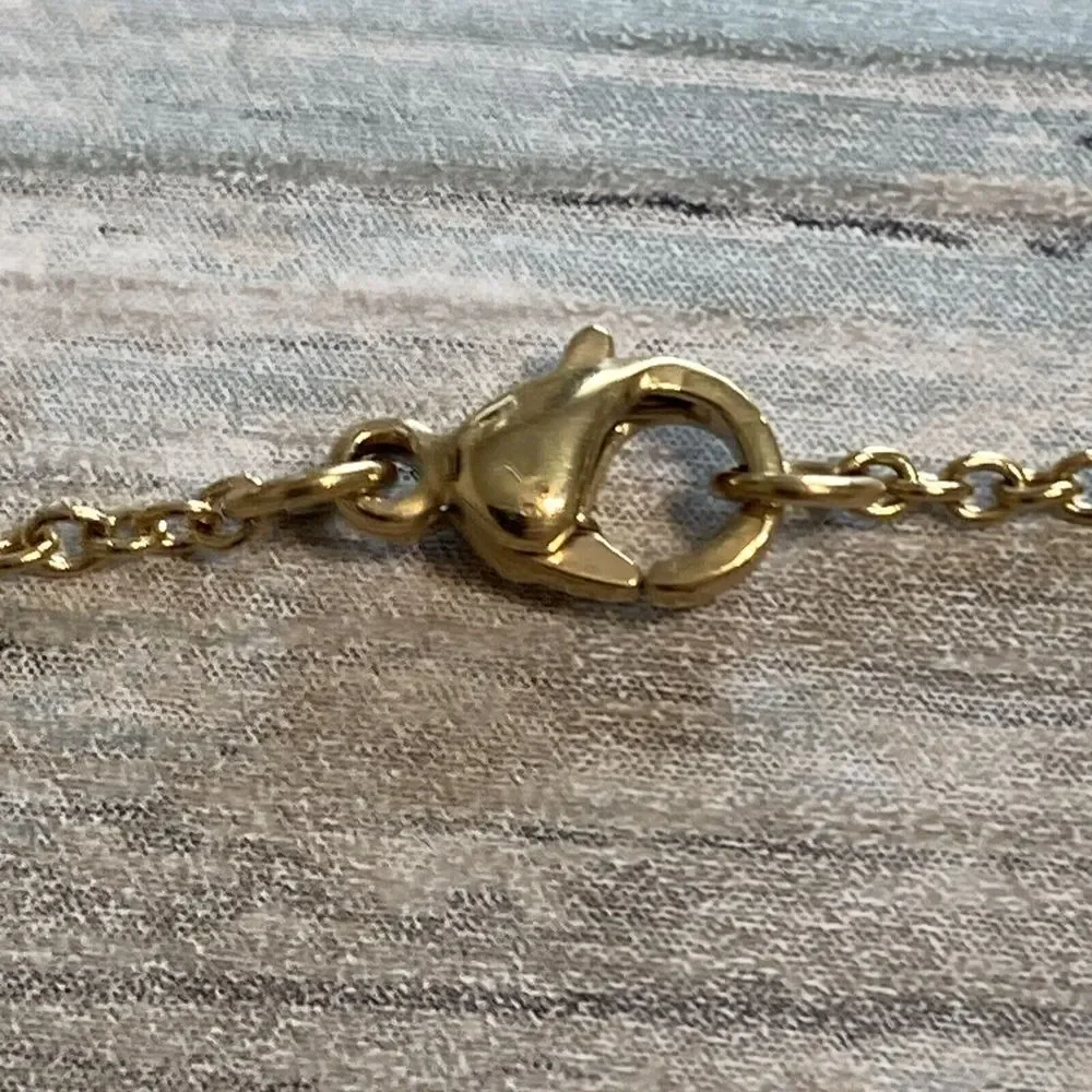 Love Bar Necklace 18k gold‎ Plated Chain Jook and Nona Signed